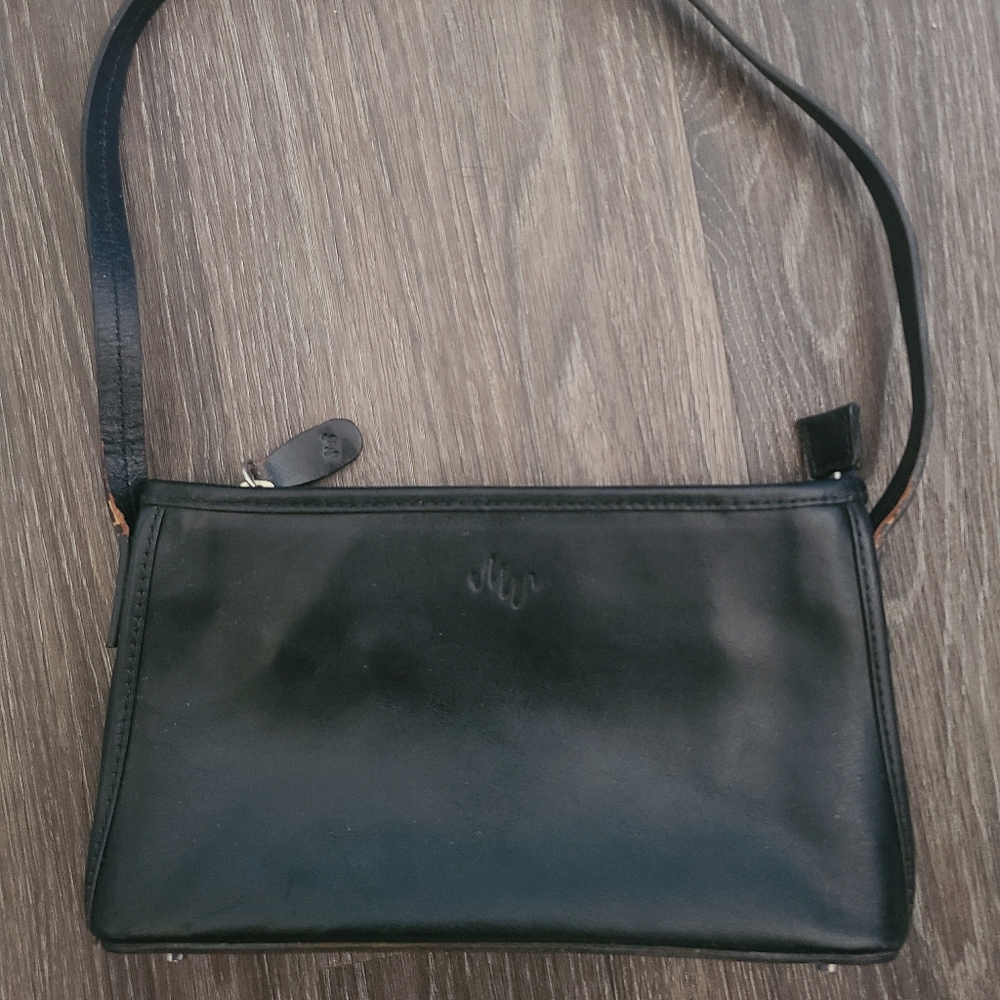 Monsac Original Handbag Purse Black Leather Shoulder Bag